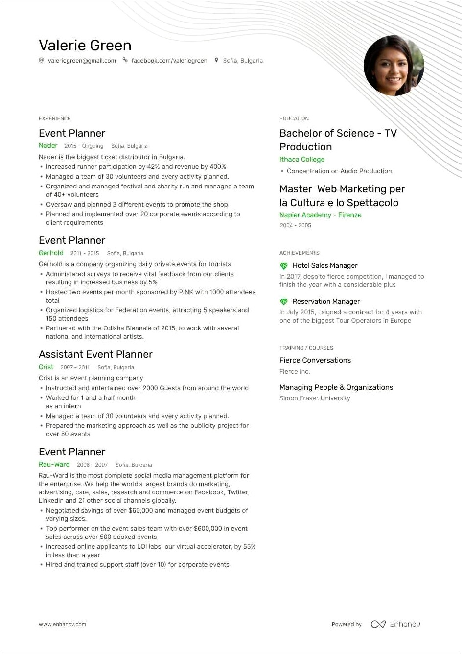 Meeting And Event Manager Resume