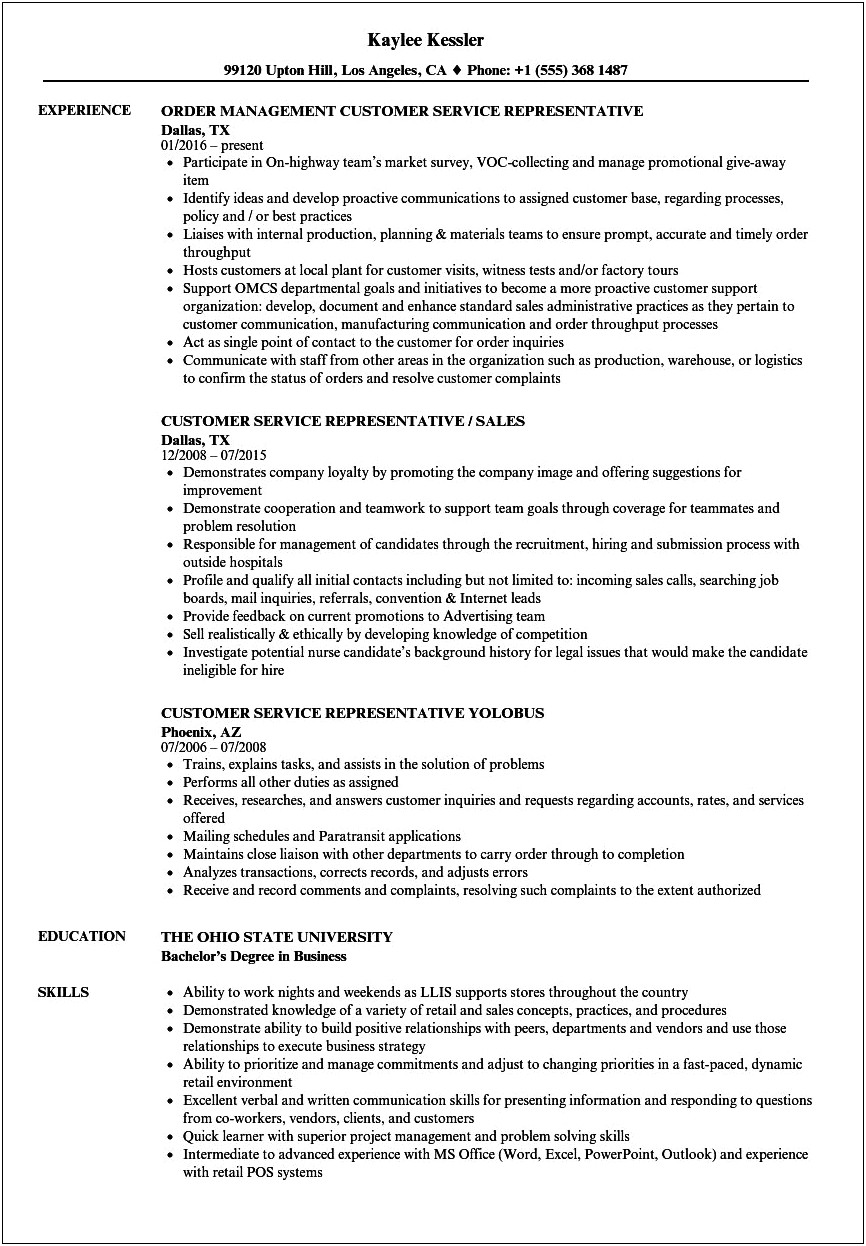Member Service Rep Job Description Resume