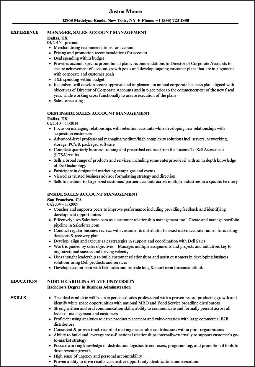 Merchant Services Sales Manager Resume