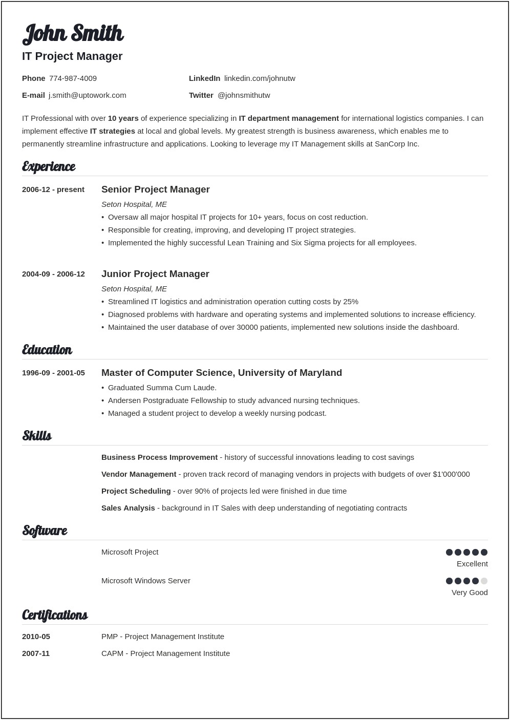 Microsoft 2010 Word Templates For Resume