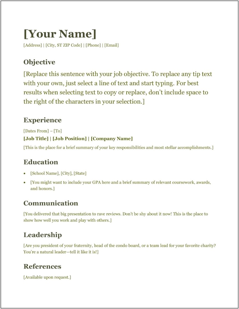 Microsoft Office Resume Templates 2007 Downloads