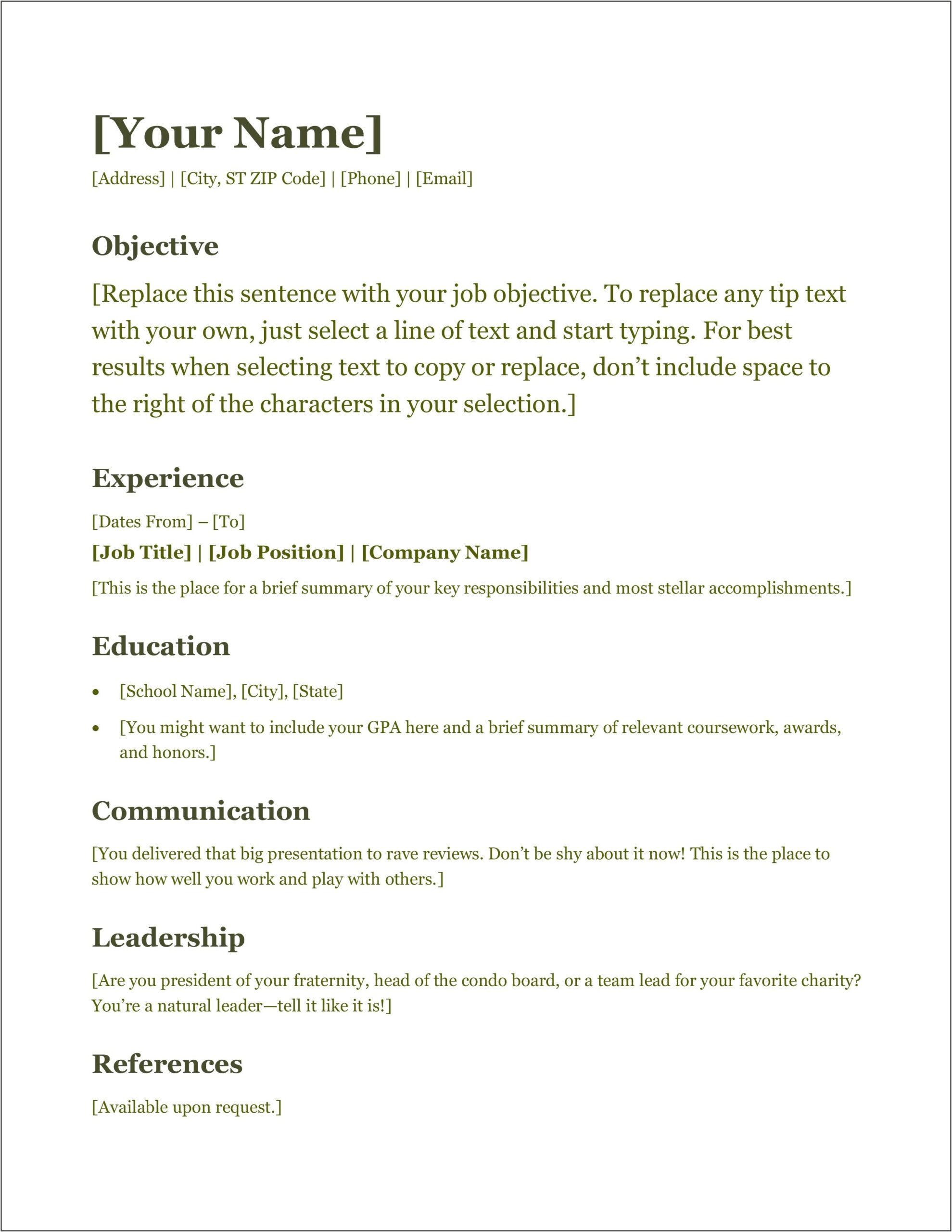 Microsoft Office Word Resume Templates Free Download