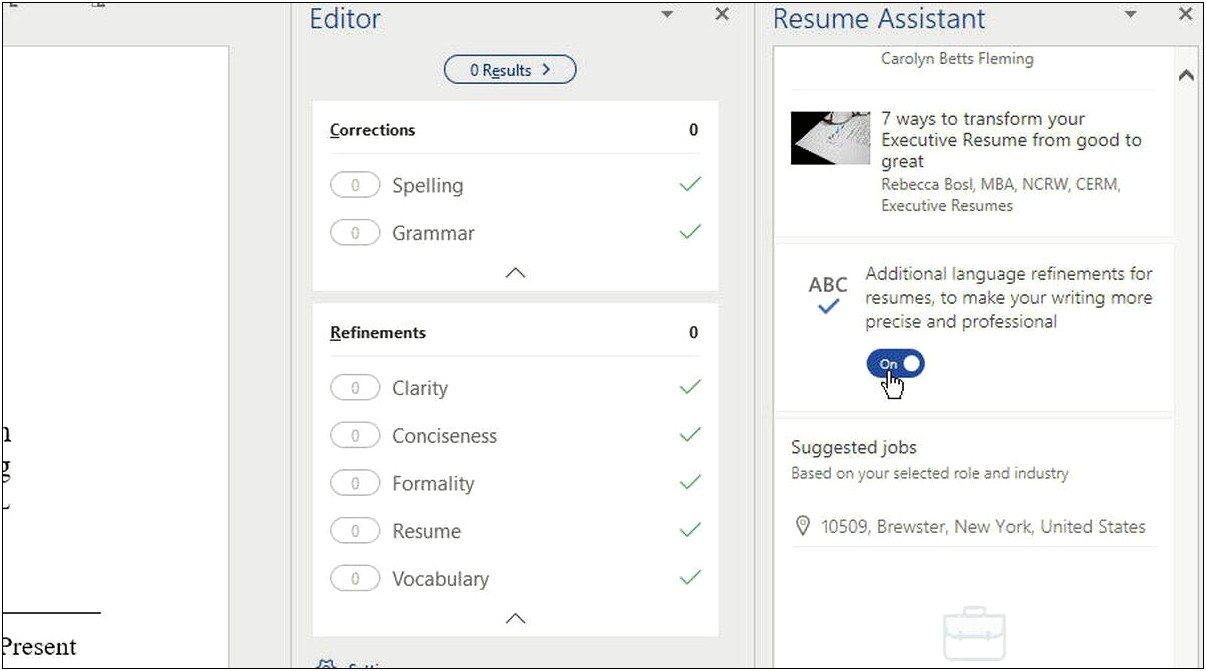 Microsoft Word Resume Assistant Turn Off