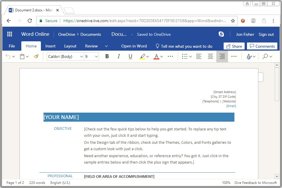Microsoft Word Templates Free Resume