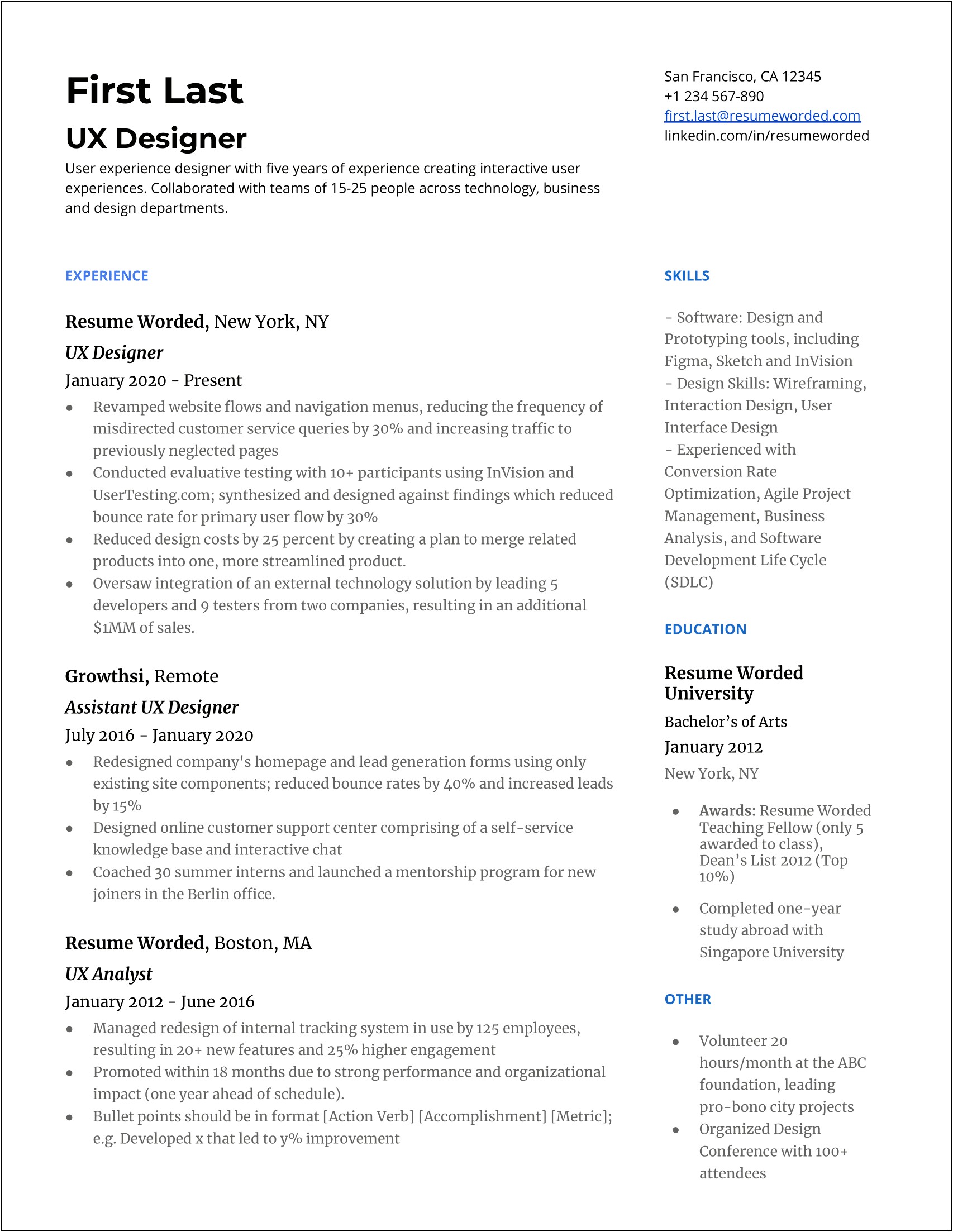 Mid Level Experience Resume Sample With Gui