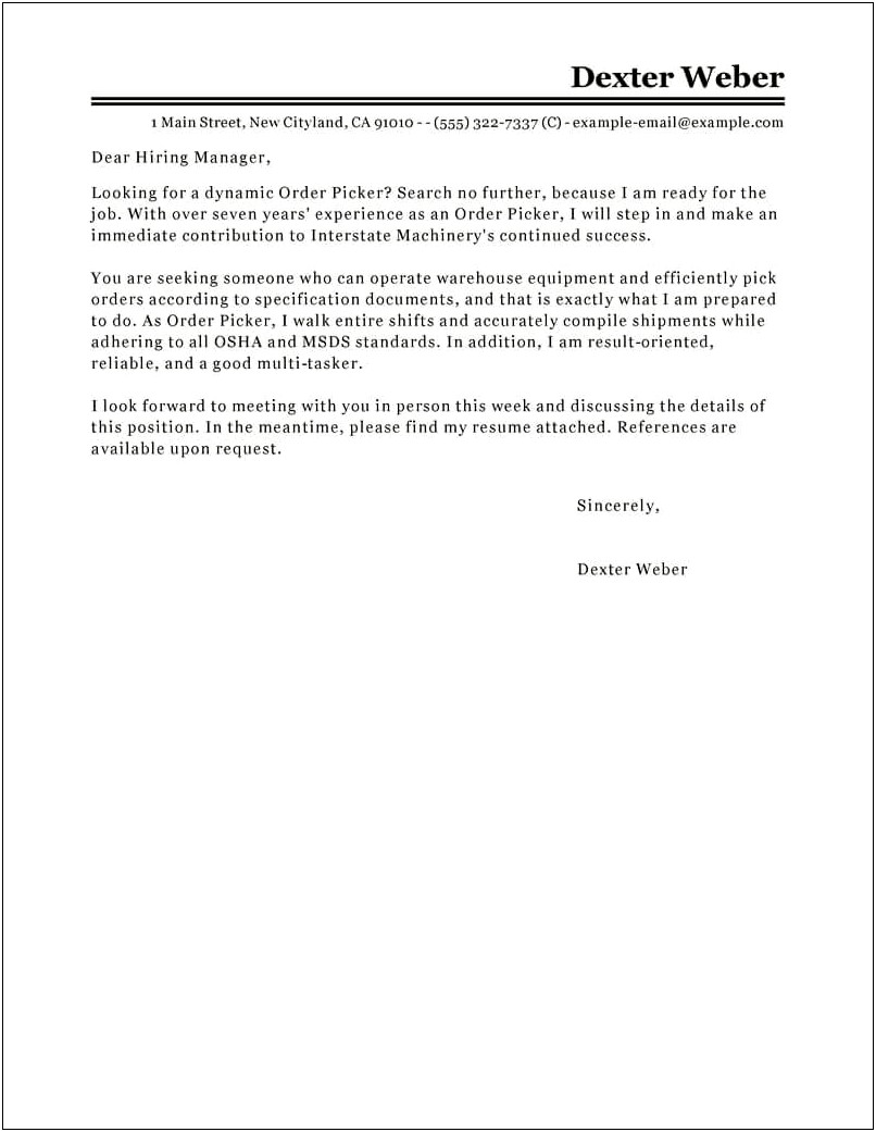 Military Cover Letter Examples Resume