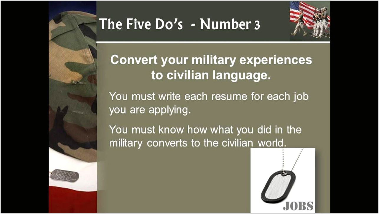 Military Jobs To Civilian Jobs For Resume