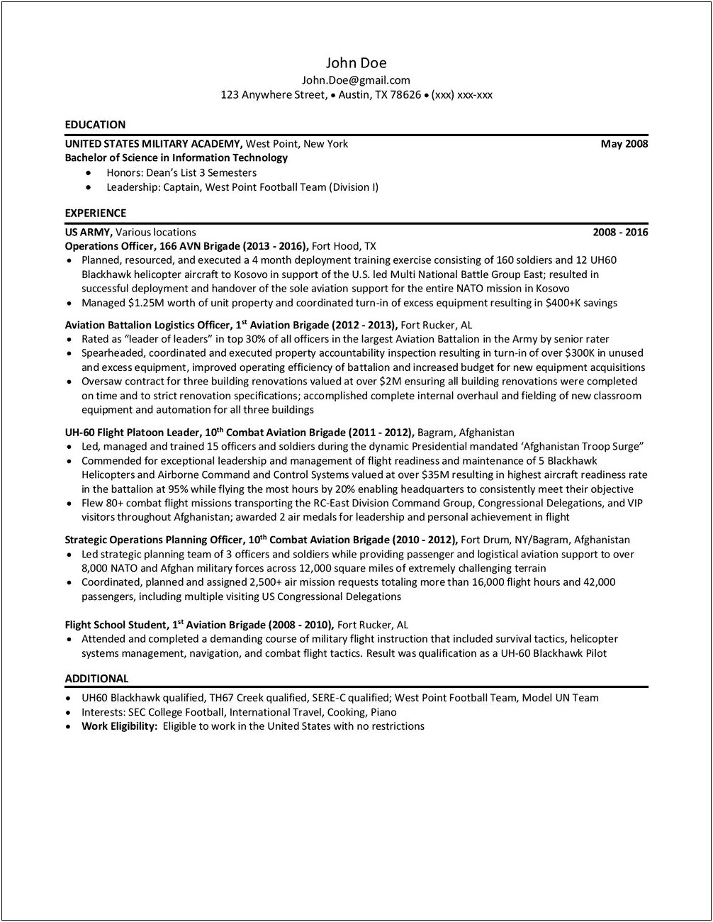 Military Resume Examples Tongue And Quill