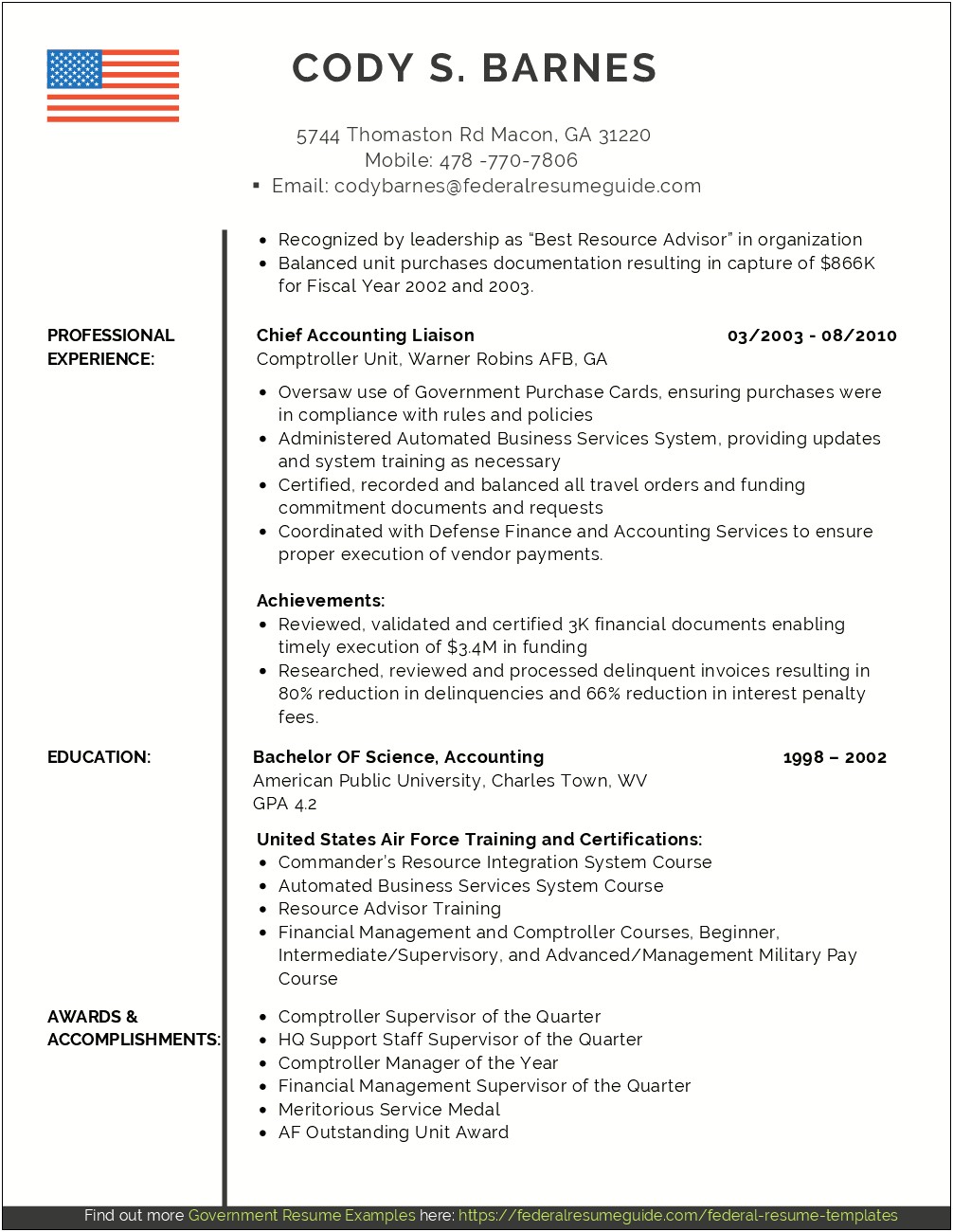 Militray Experience On Resume Sample