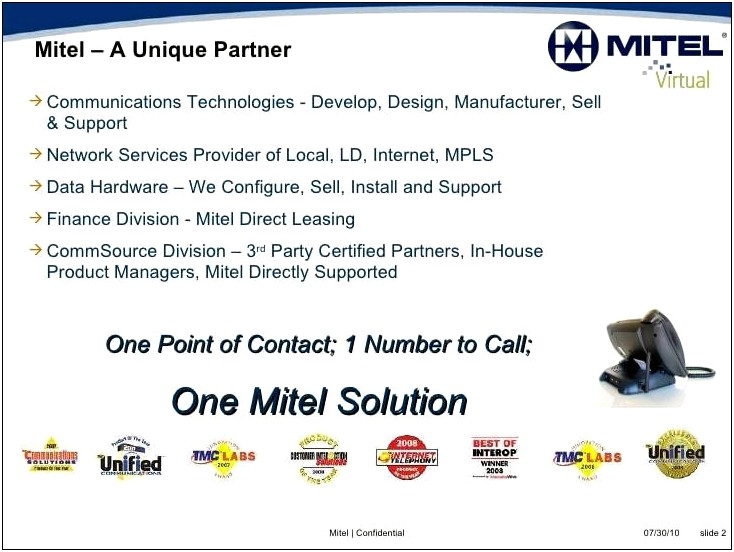 Mitel 3300 Volp Pbx Nupoint Resume Sample