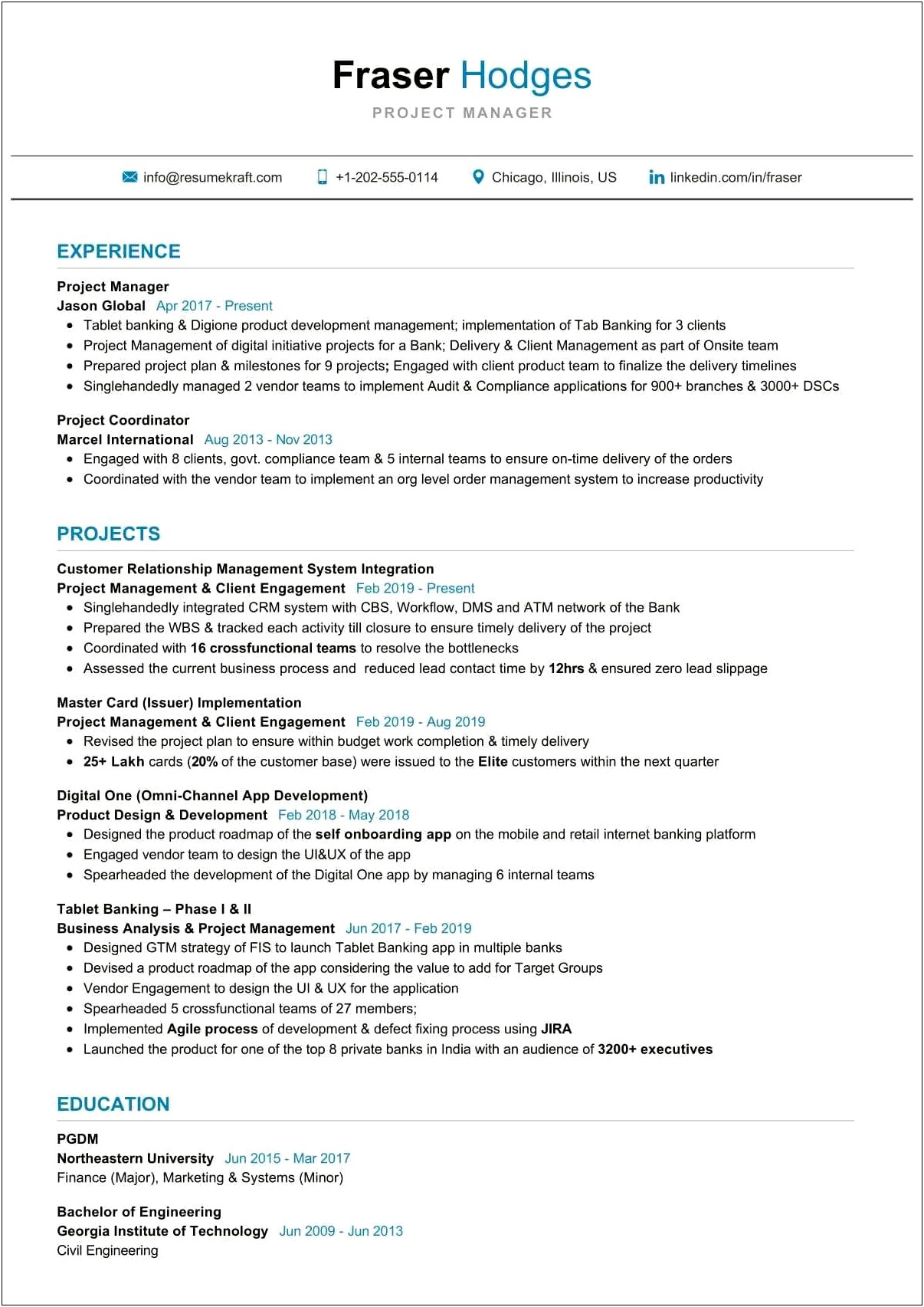 Mobile Application Project Manager Resume