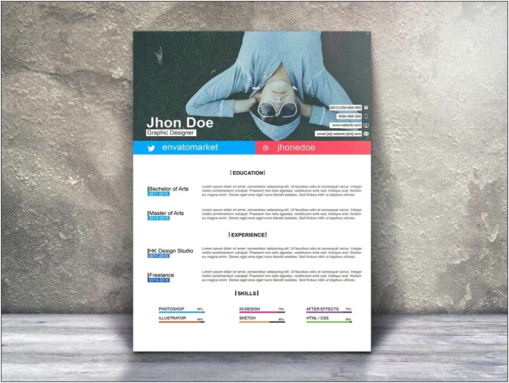 Modern One Page Resume Template Free Download