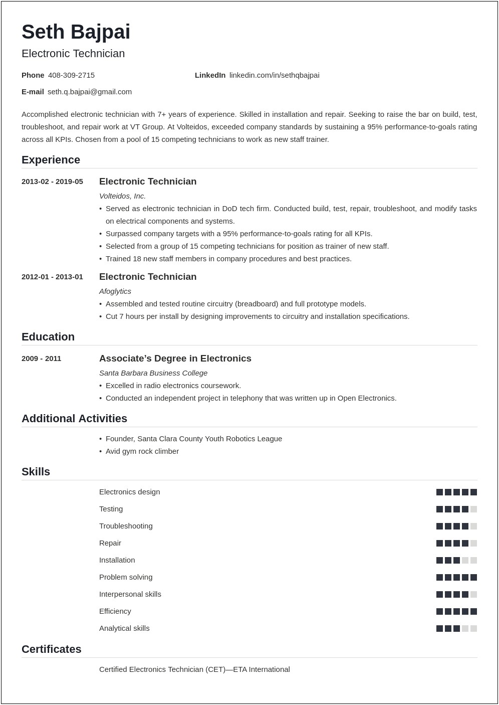 Monitor Technician Job Description Resume