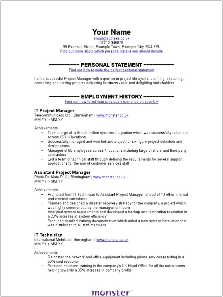 Monster Executive Assistant Resume Sample