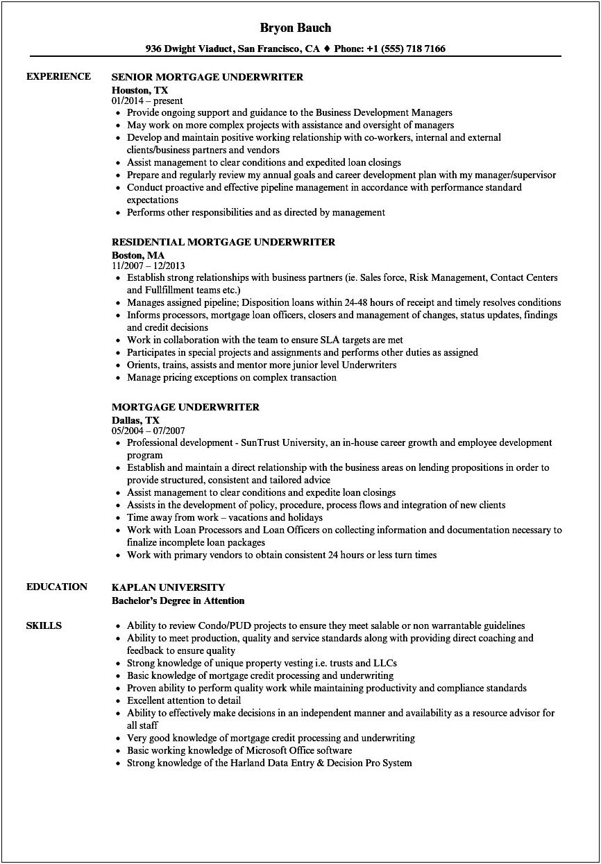 Mortgage Loan Processor Job Description Resume