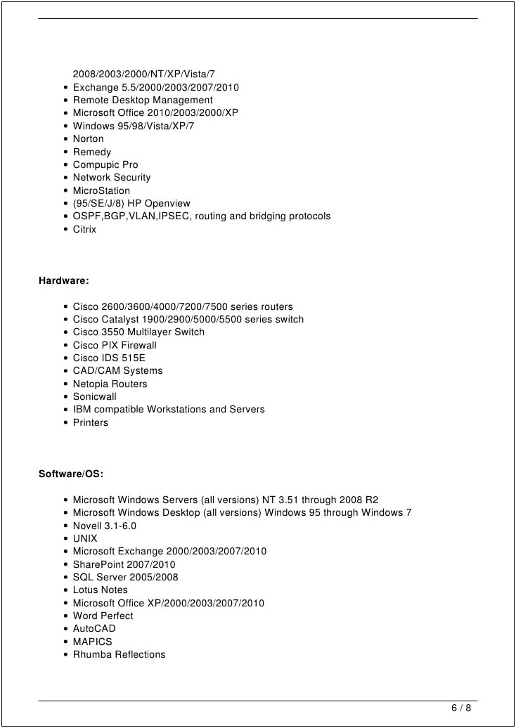 Ms Sql Server Administrator Resume Examples
