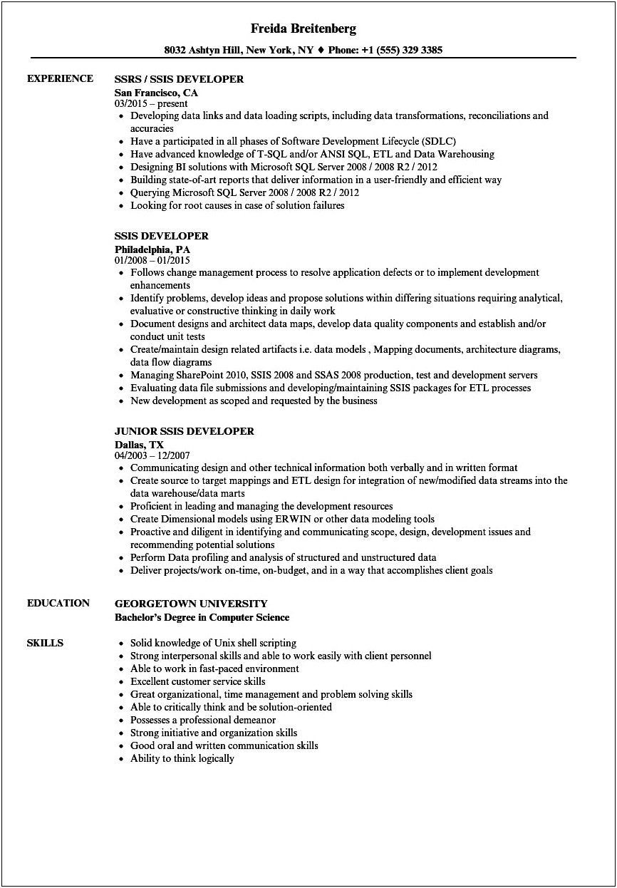 Msbi Resume For 4 Years Experience