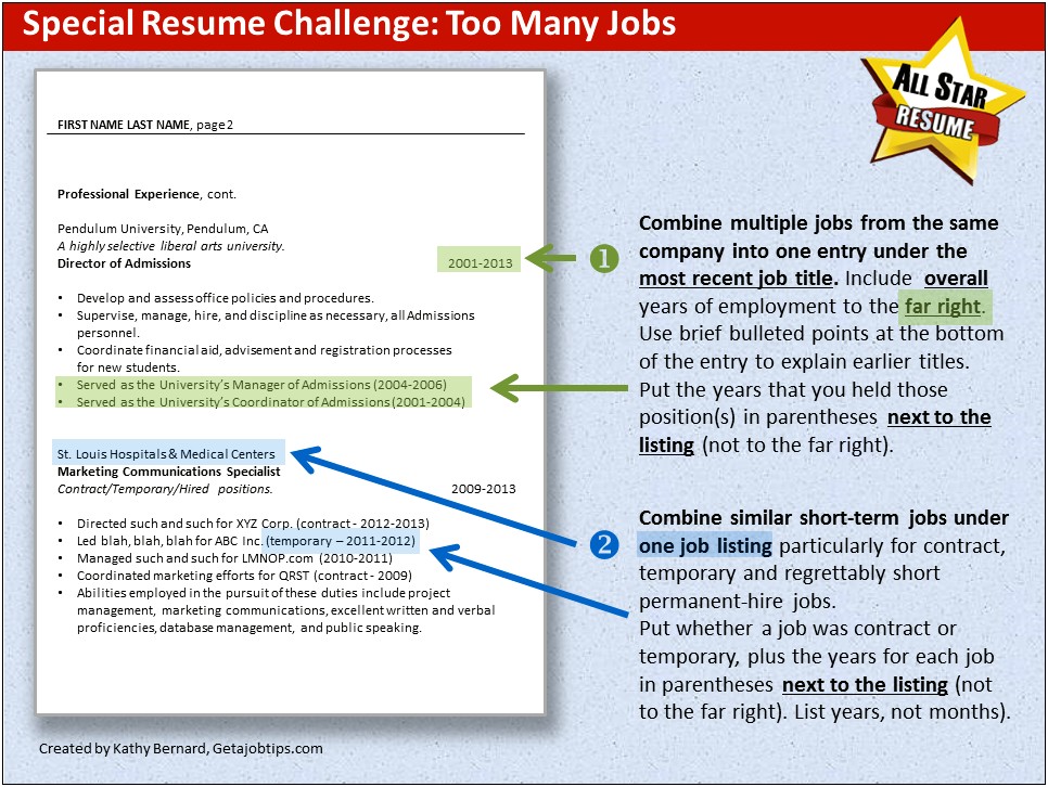 Multiple Jobs Same Company Resume Template