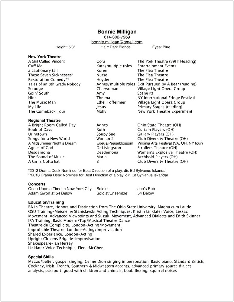 Music Resume Example For Business