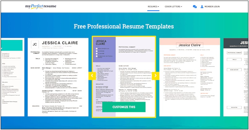 My Perfect Resume Free Templates
