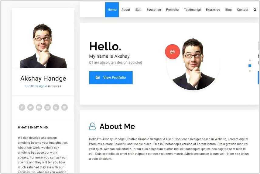 Myfolio Personal Vcard Resume Html Template