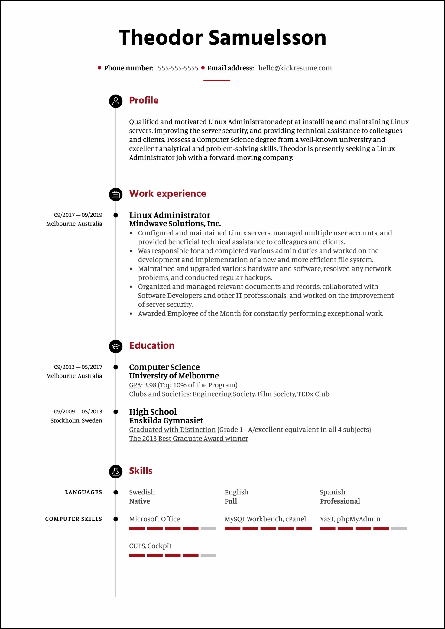 Mysql Database Administrator Sample Resume