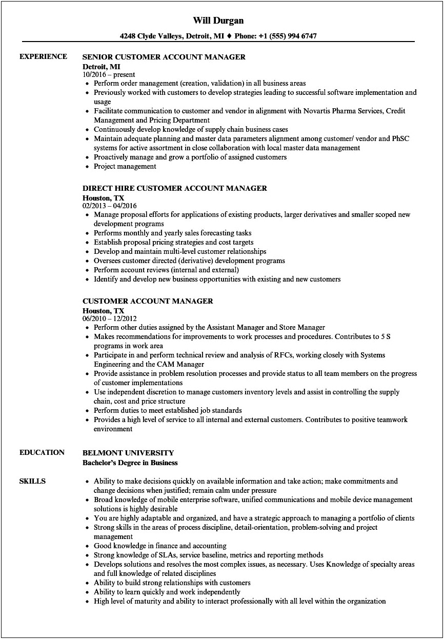 National Account Manager Cpg Resume
