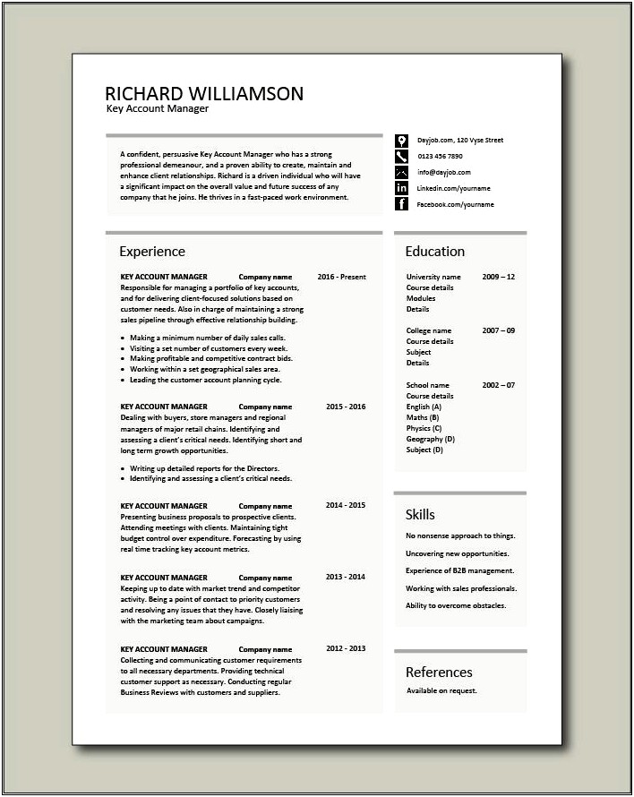 National Account Manager Resume Examples