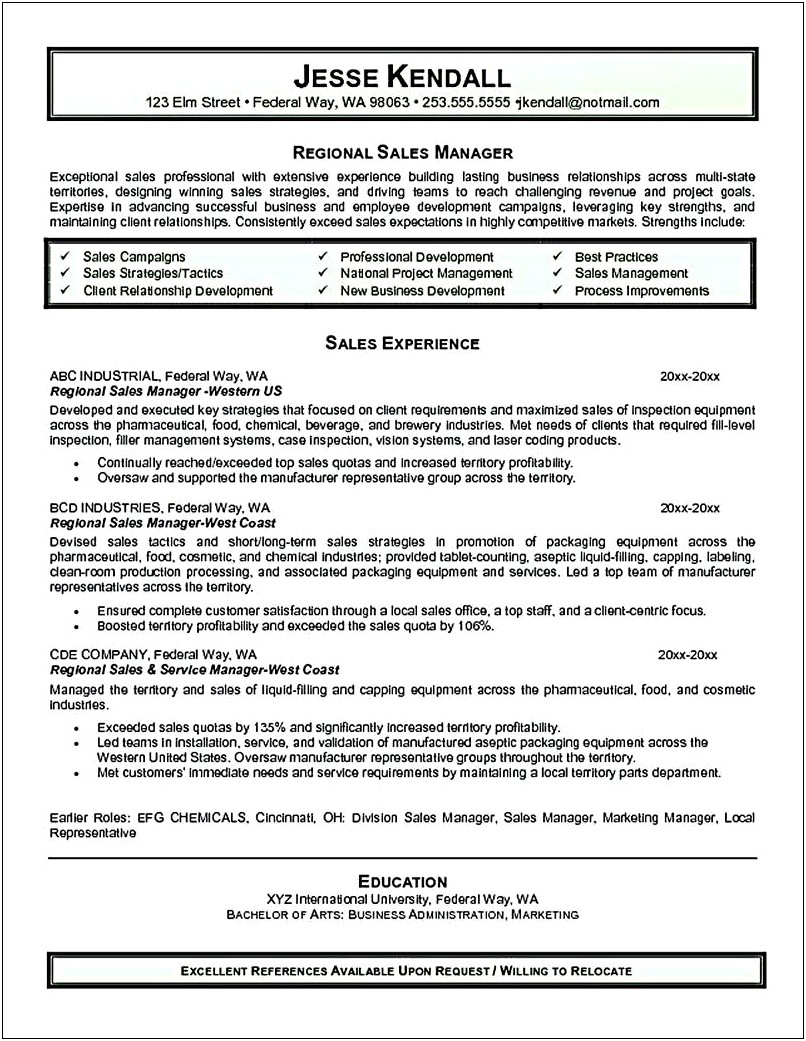 National Sales Manager Resume Objective