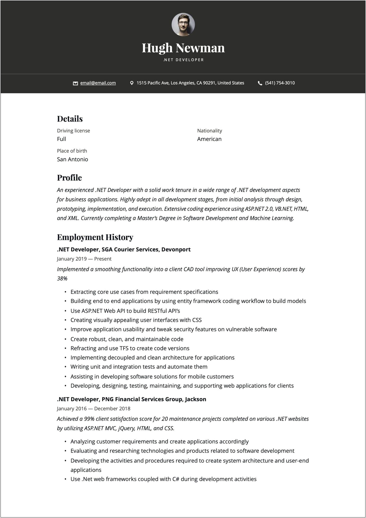 Net Developer With Net Workflow Sample Resume