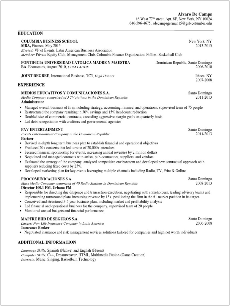 Net Resume With Insurance Company Experience