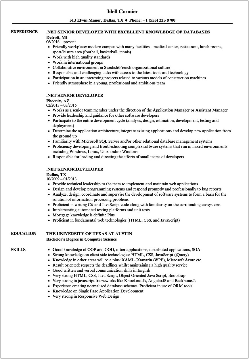 Net With Crm Sample Resume