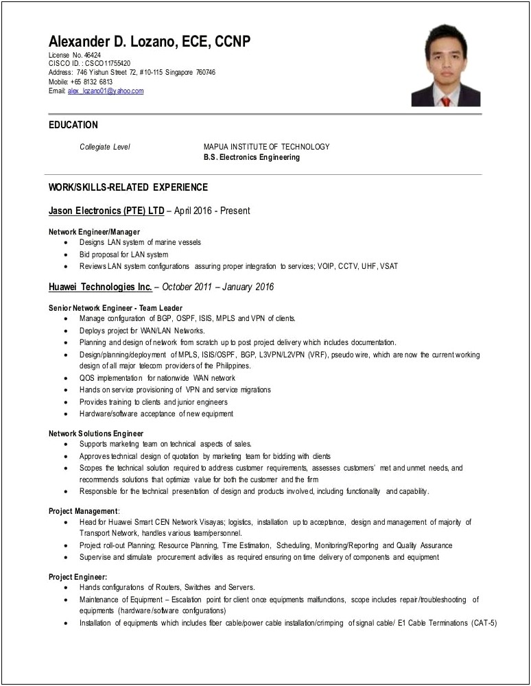 Network Engineer Resume With 10 Year Experience