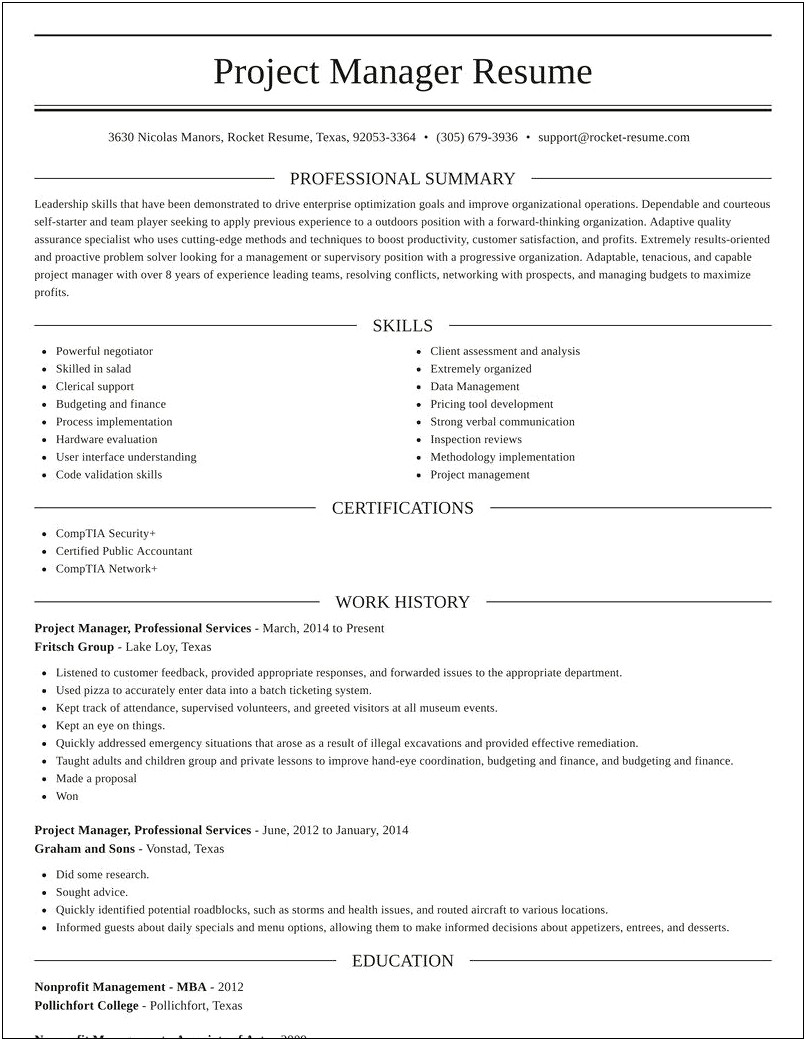 Network Service Manager Center Resume