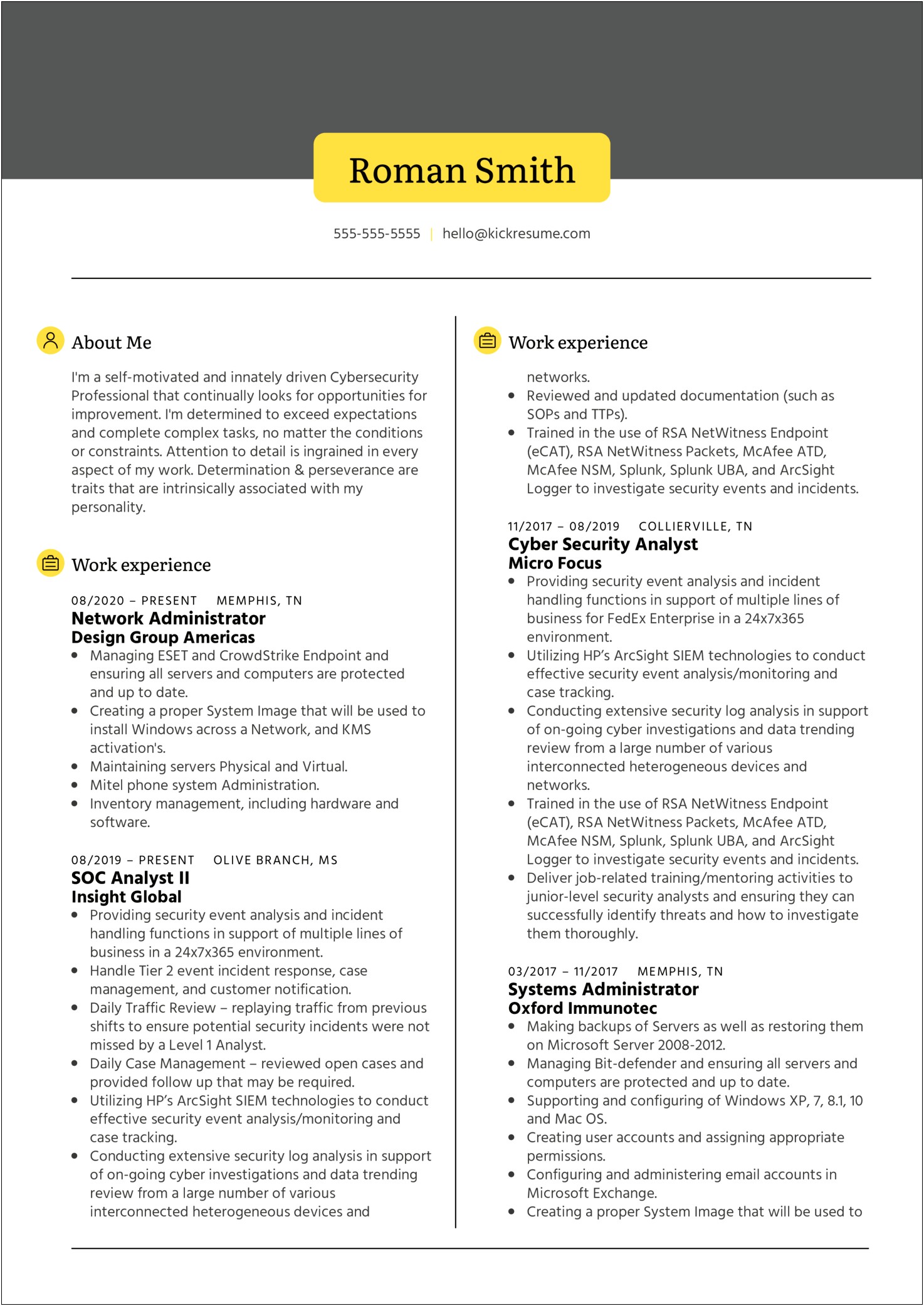 Networking Resume Sample Without Work Experience