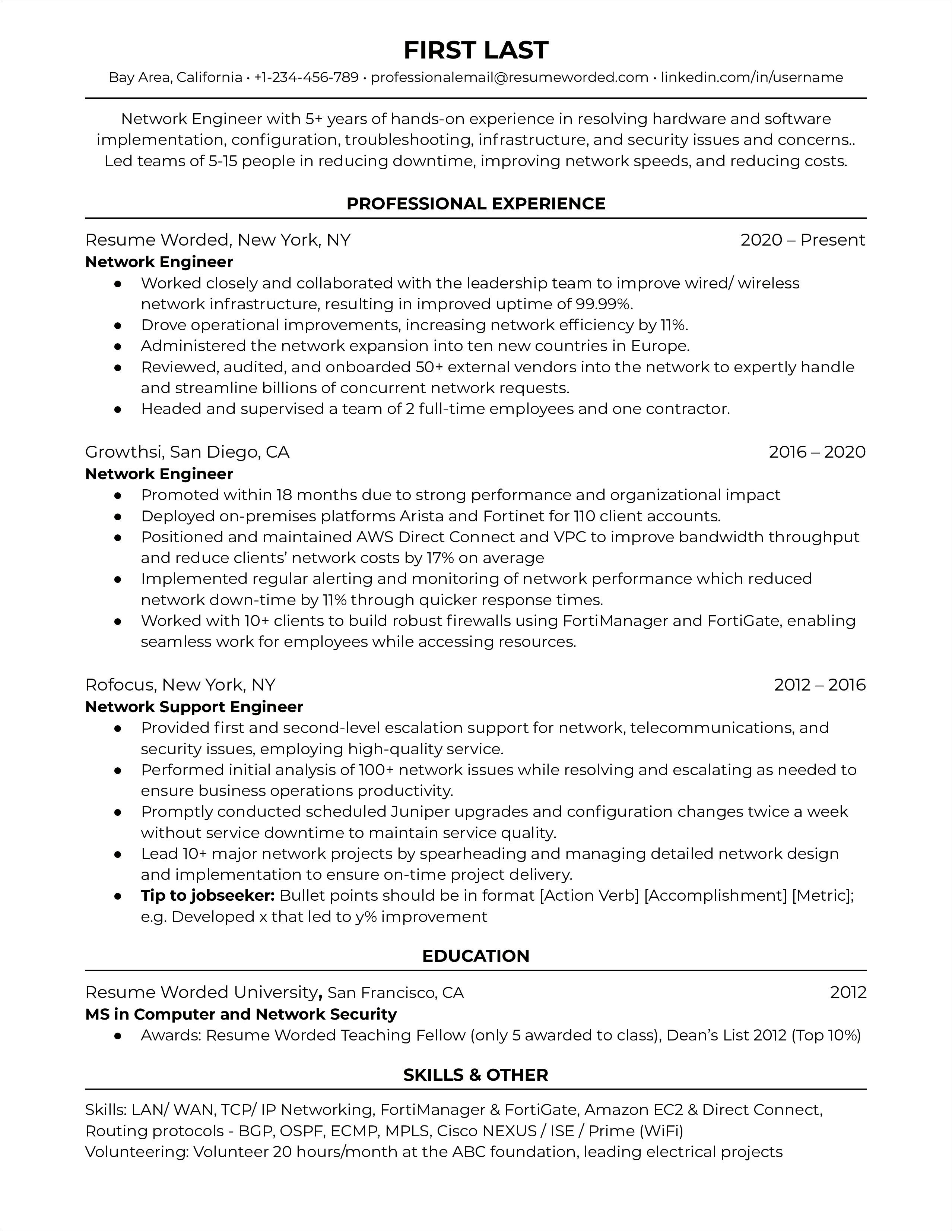 Networking Skills On A Resume