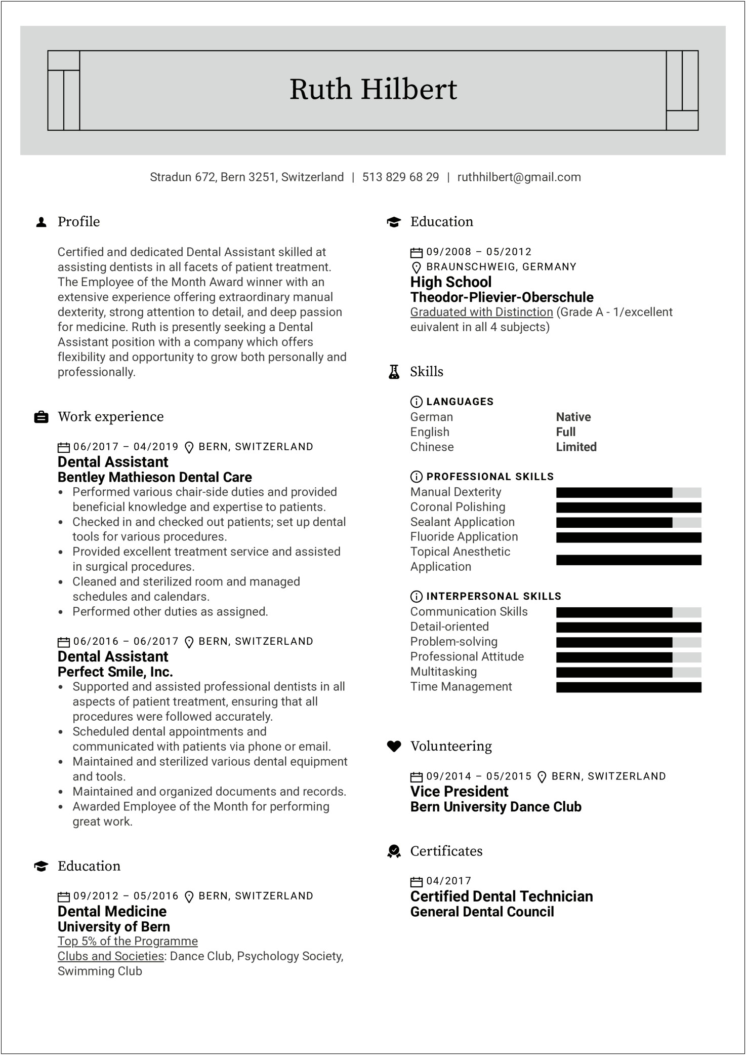 New Dental Assistant Resume Example