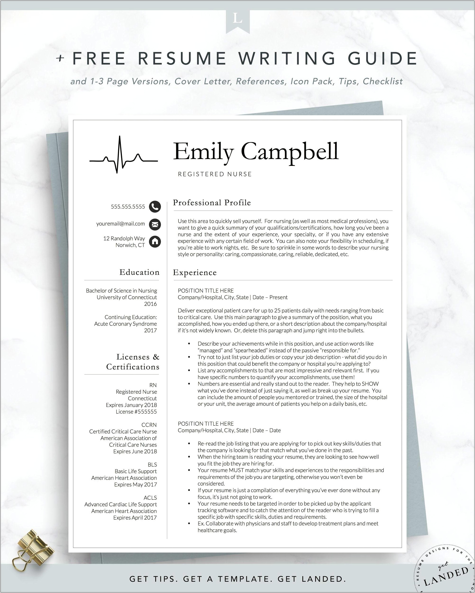 New Grad Registered Nurse Resume Sample Format