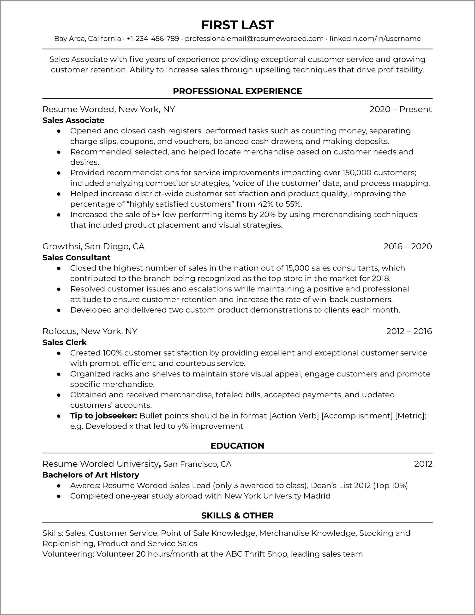 New Home Sales Consultant Resume Sample