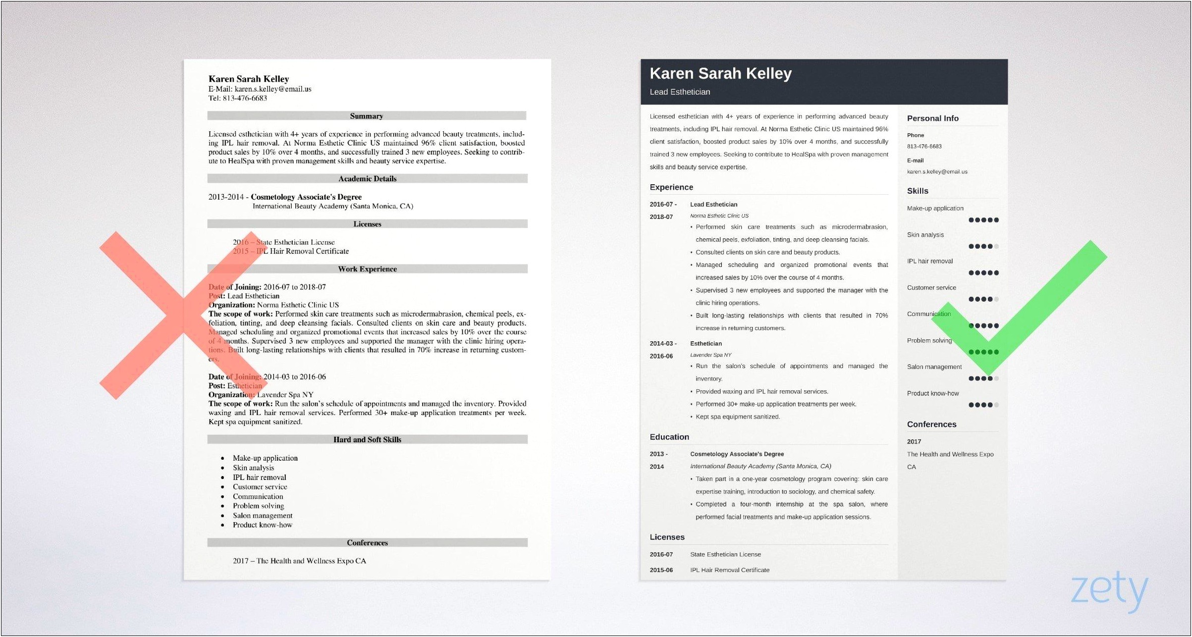 Newly Licensed Esthetician Resume Samples