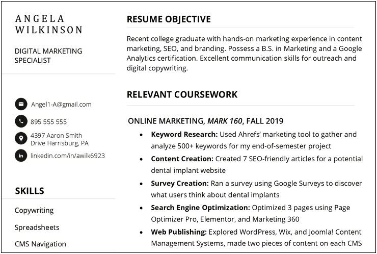 No Experience Resume Example For Students