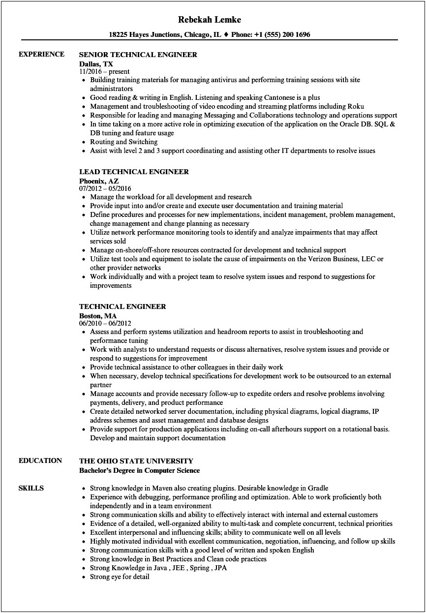 Non Technical Skills To Put On Engineering Resume