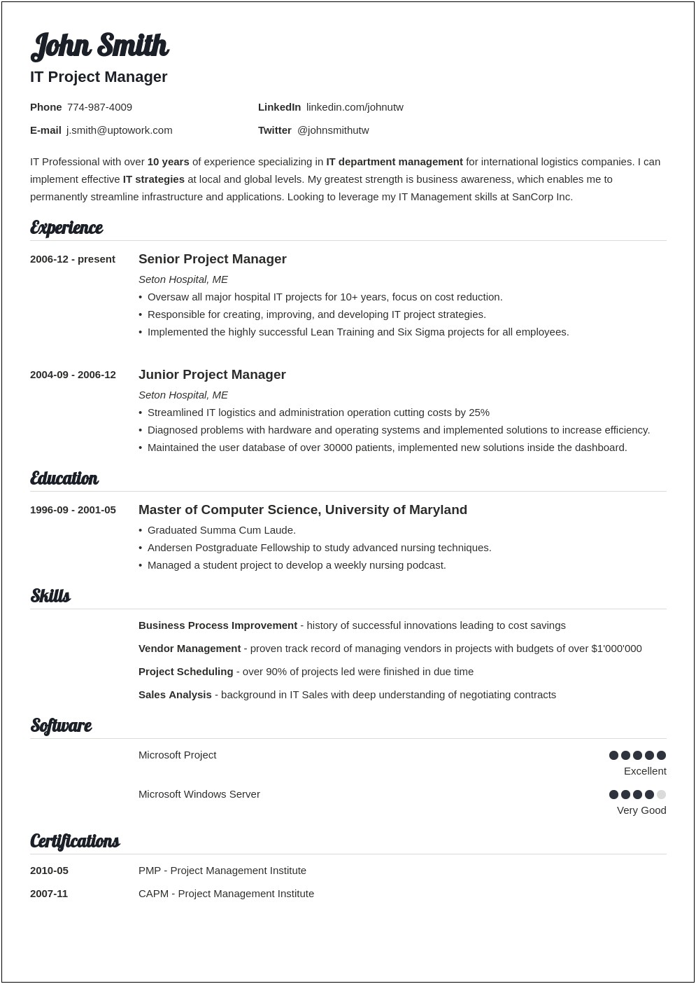 Normal Resume Format For Job