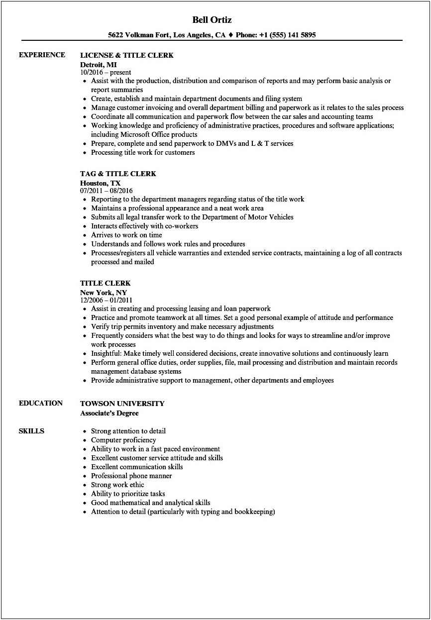 Notary Public Resume Job Description