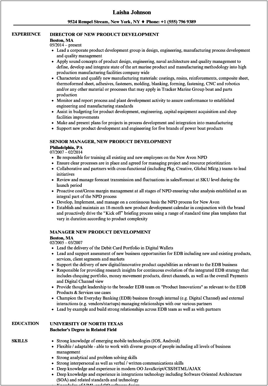 Npd Supplier Quality Resume Examples
