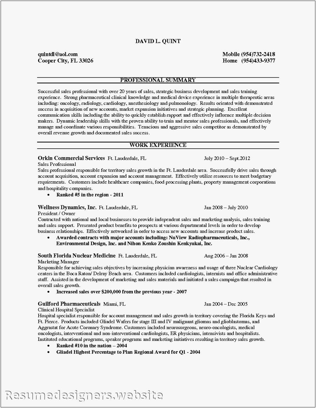 Nuclear Medicine Tech Sample Resume