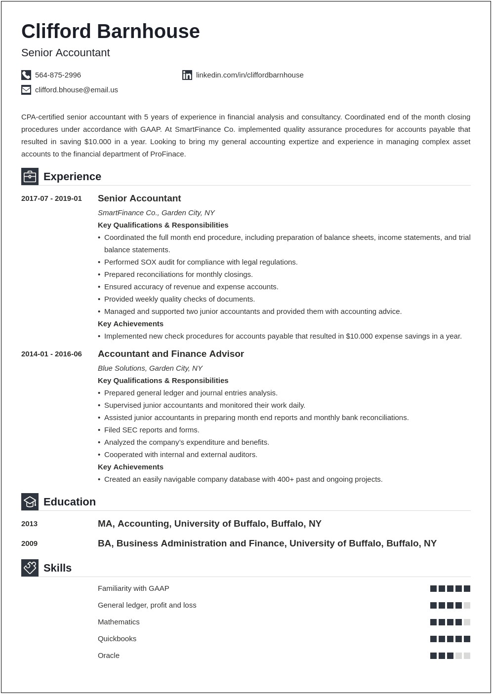 Number One Finance And Accounting Resume Template