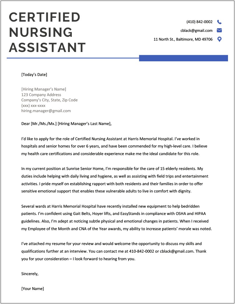 Nursing Cover Letters For Resumes Examples