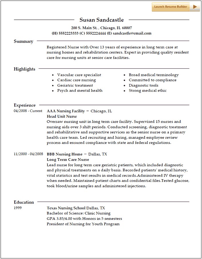 Nursing Home Job Description Resume