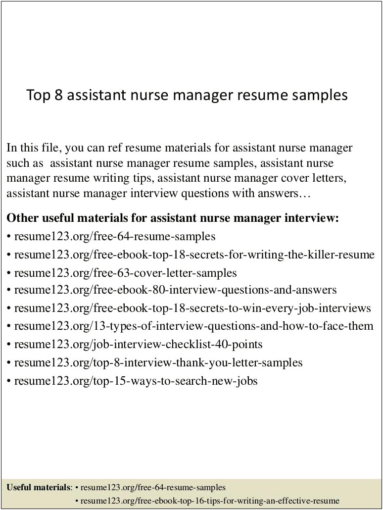 Nursing Management Resume Cover Letter